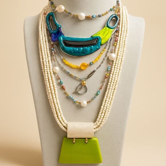 Lot of 5 Gorgeous Necklaces Bunch All Different Lengths some Chico’s - Picture 1 of 8